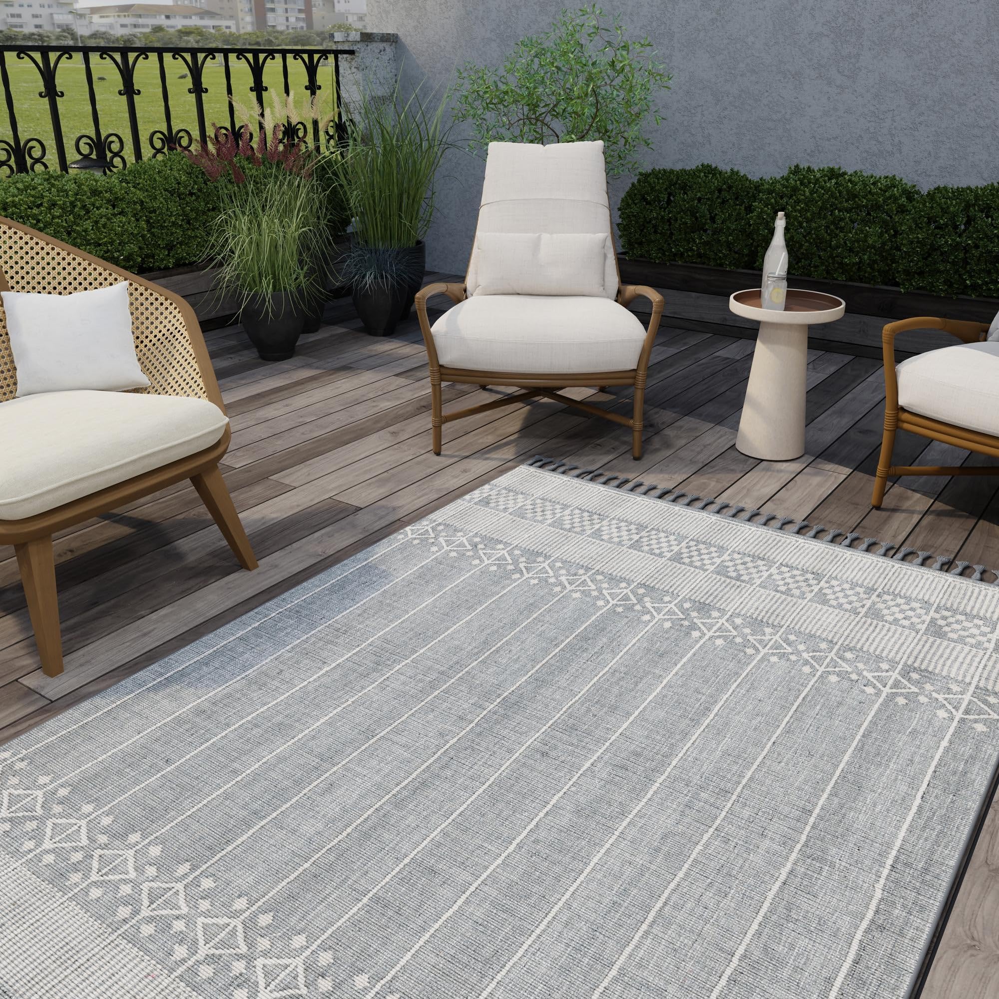 Rugs.com Washable Eco Bohemian Indoor/Outdoor Rug Collection Rug – 10x14 Cool Gray Flatweave-Pile Rug Perfect for Living Rooms, Large Dining Rooms, Open Floorplans - Image 6
