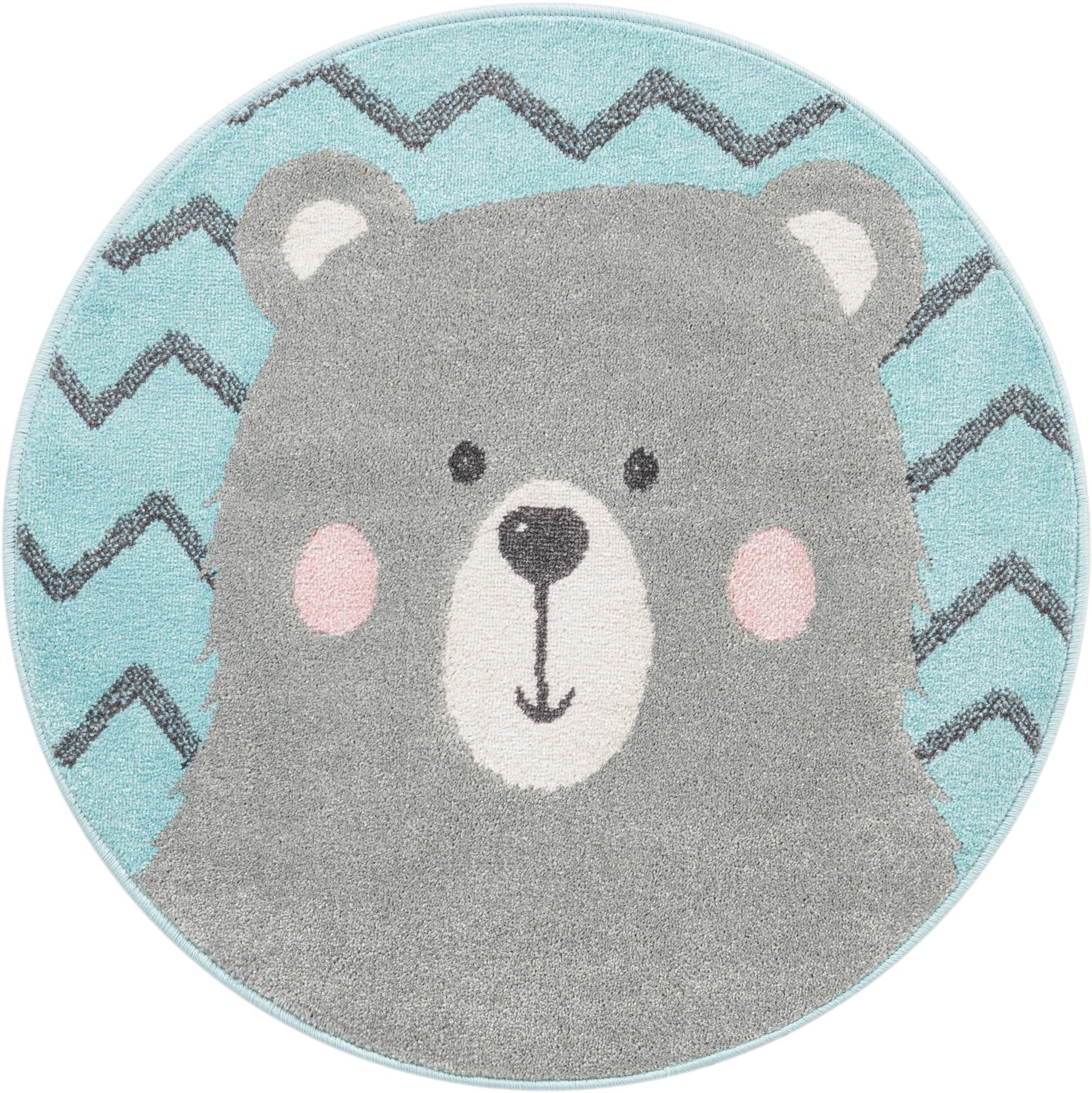 Rugs.com Whimsy Kids Collection Rug – 3 Ft Round Blue Medium-Pile Rug Perfect for Kitchens, Dining Rooms - Image 6