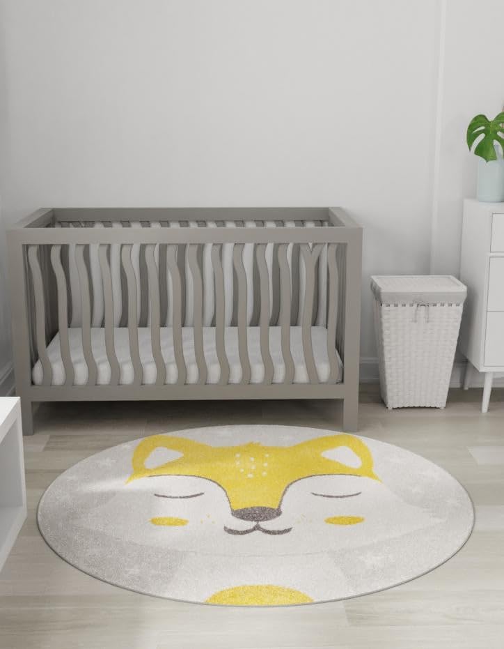 Rugs.com Whimsy Kids Collection Rug – 3 Ft Round Gray Medium-Pile Rug Perfect for Kitchens, Dining Rooms - Image 7