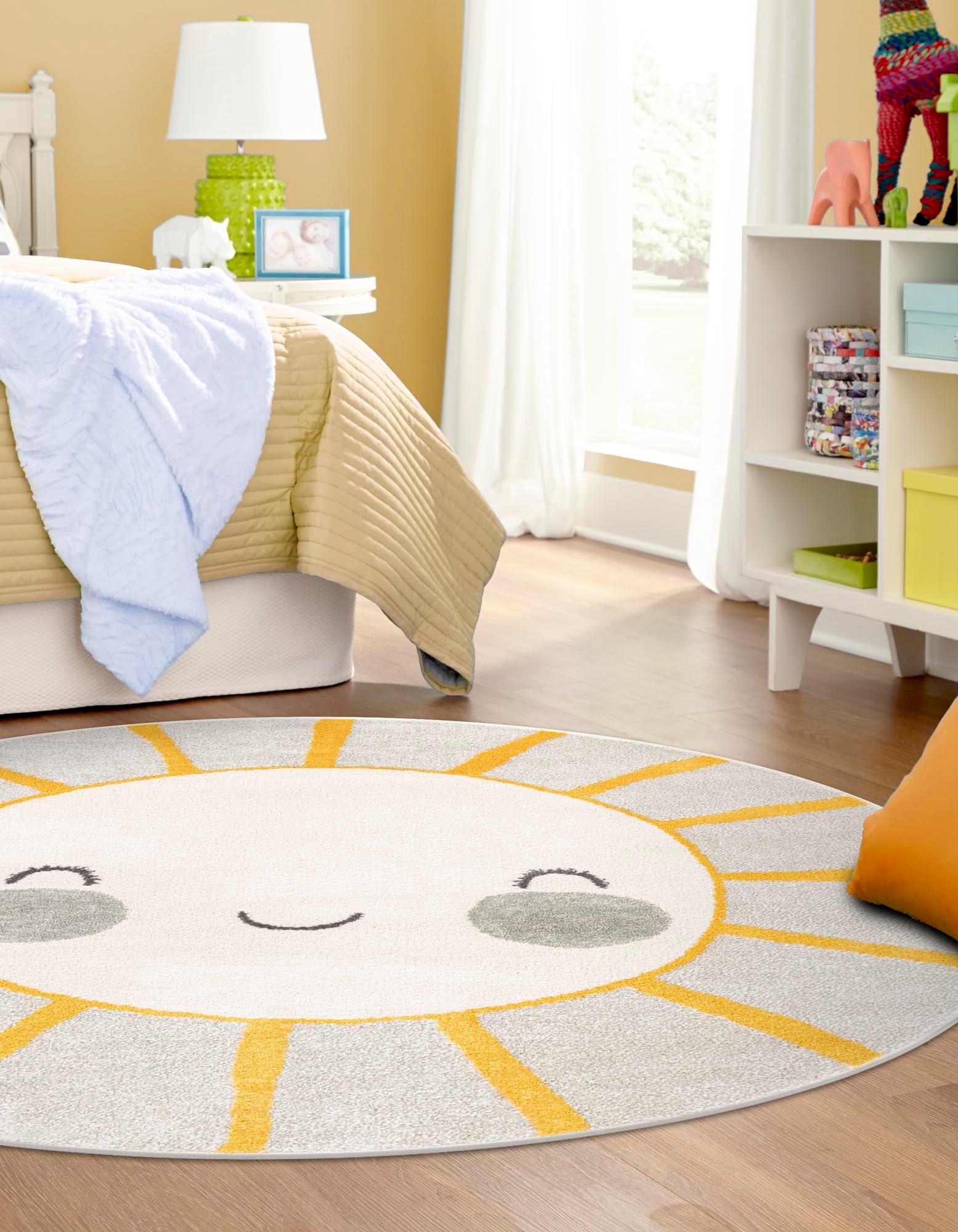 Rugs.com Whimsy Kids Collection Rug – 3 Ft Round Gray Medium-Pile Rug Perfect for Kitchens, Dining Rooms - Image 7