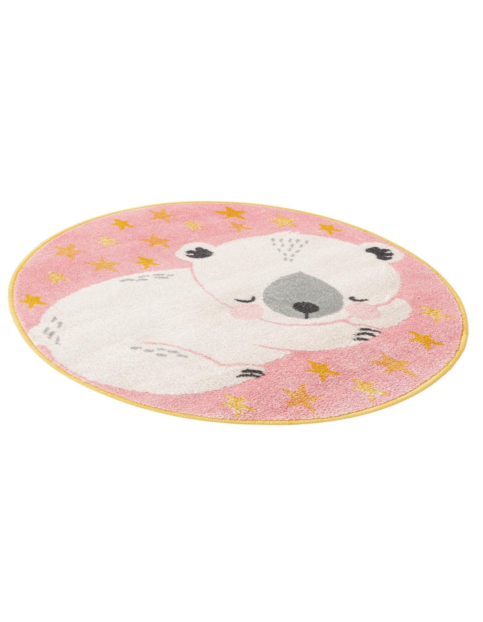 Rugs.com Whimsy Kids Collection Rug – 3 Ft Round Pink Medium-Pile Rug Perfect for Kitchens, Dining Rooms - Image 3