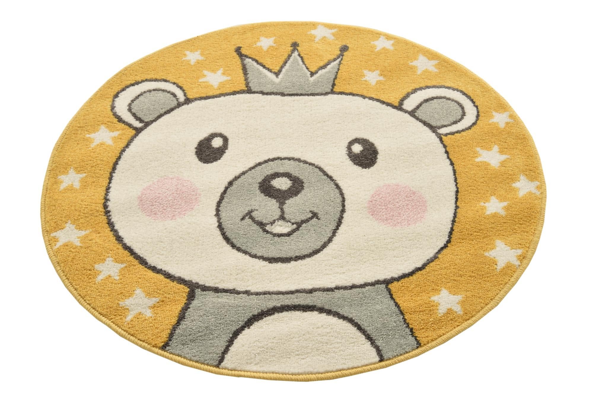 Rugs.com Whimsy Kids Collection Rug – 3 Ft Round Yellow Medium-Pile Rug Perfect for Kitchens, Dining Rooms - Image 4