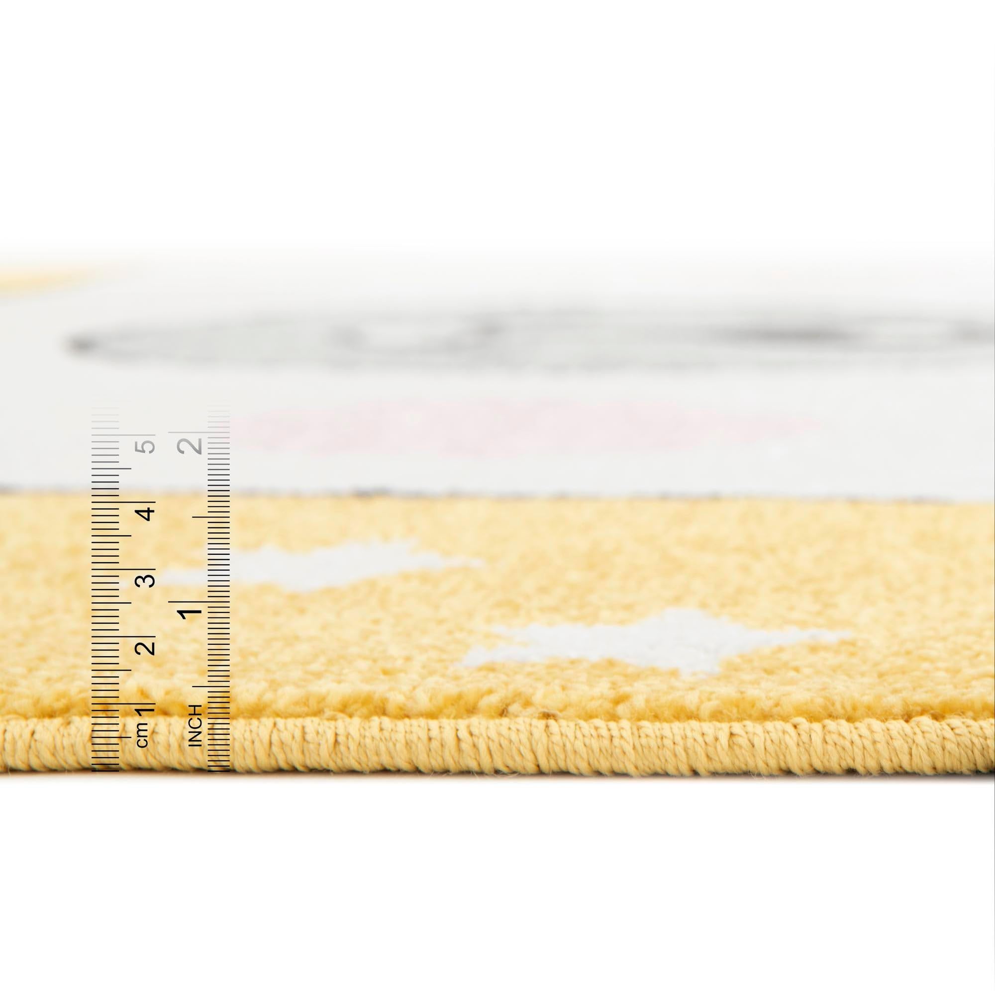 Rugs.com Whimsy Kids Collection Rug – 3 Ft Round Yellow Medium-Pile Rug Perfect for Kitchens, Dining Rooms - Image 7