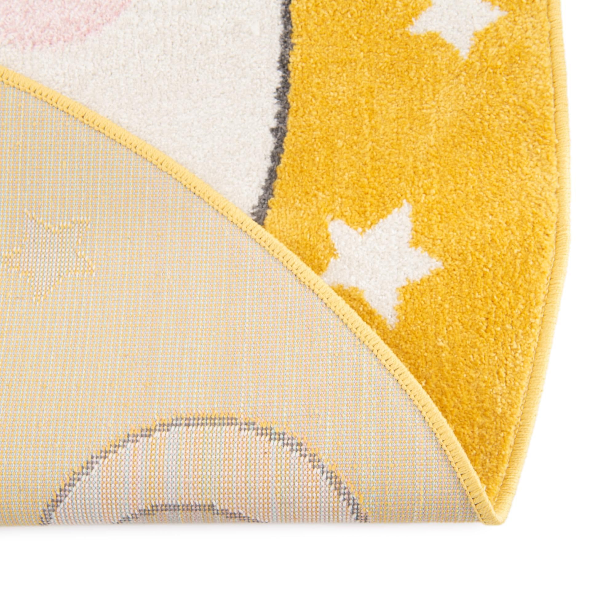 Rugs.com Whimsy Kids Collection Rug – 3 Ft Round Yellow Medium-Pile Rug Perfect for Kitchens, Dining Rooms - Image 9