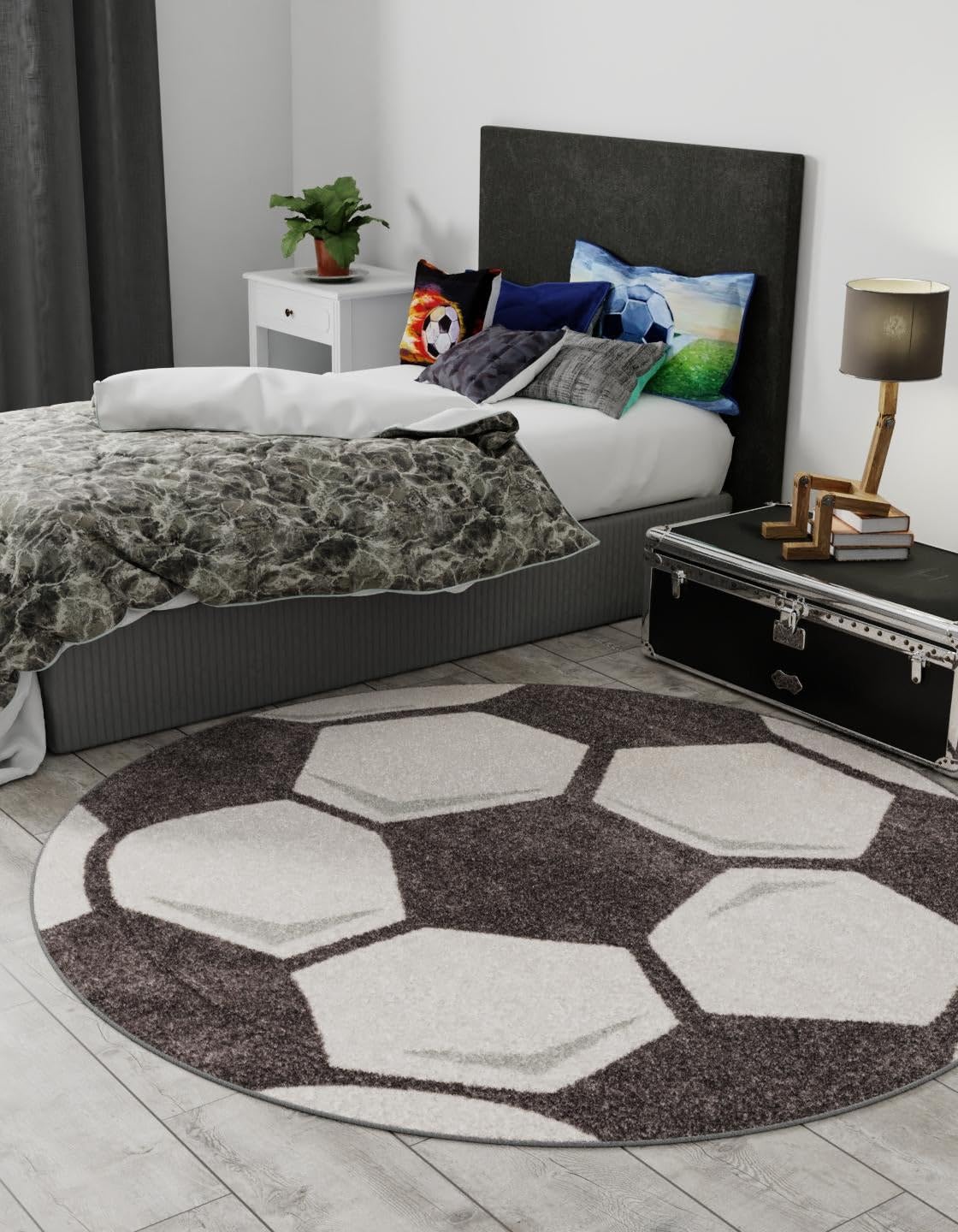 Rugs.com Whimsy Kids Collection Rug – 5 Ft Round Black and White Medium-Pile Rug Perfect for Kitchens, Dining Rooms - Image 4