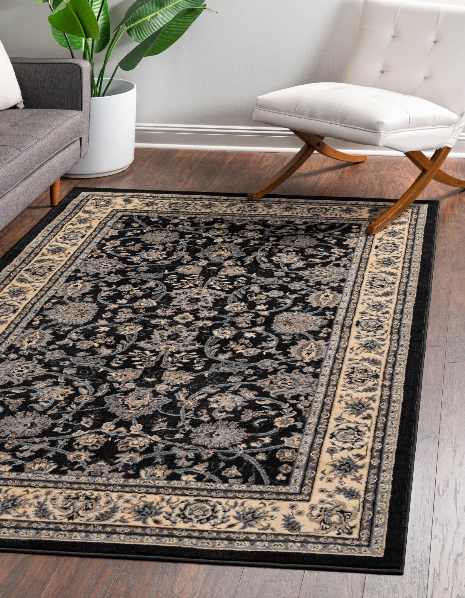 Rugs.com Yasmin Collection Rug – 8' x 10' Black Medium Rug Perfect for Living Rooms, Large Dining Rooms, Open Floorplans - Image 3